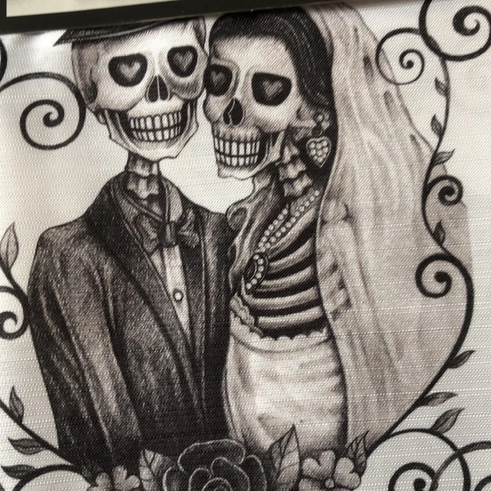 Happy Halloween Black & White Skeleton Couple Shower Curtain